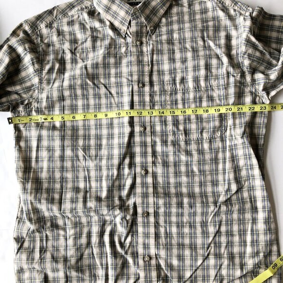 WRANGLER Riata Tan Blue Plaid Button Up Casual Western Shirt Mens Large - Picture 6 of 6